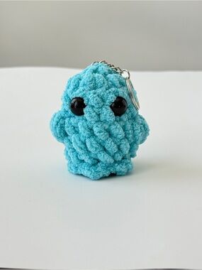 Handmade Blue Crochet Ghost Keychain